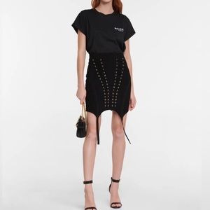 BALMAIN knit lace black skirt